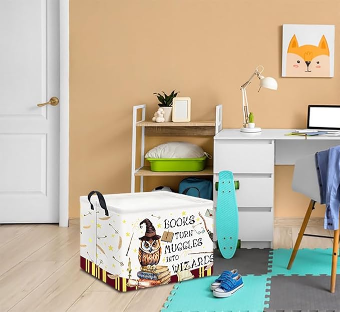 Rectangle Storage Basket with Handles,Collapsible Storage Bin,Books Box,Gift Basket(Magic)