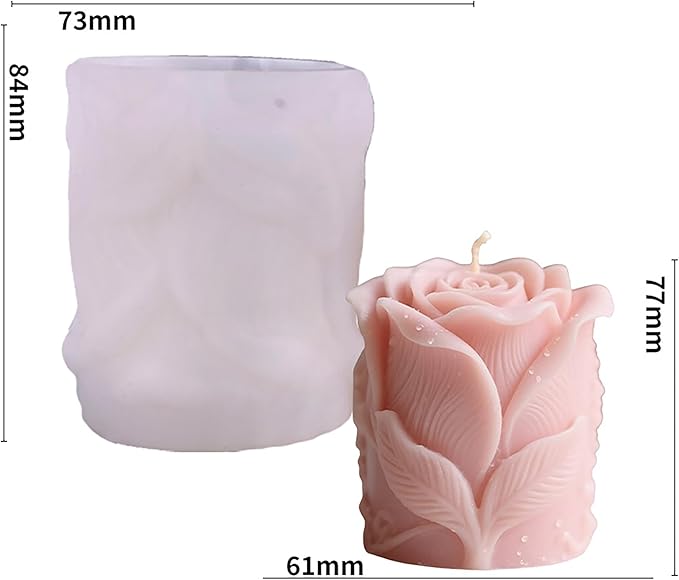 Large Tulip Bud Flower Succulent Leaves Cylinder Molds Silicone Wave Spiral Candle Mold - Silicone Resin Casting Molds for Candle & Resin & Soap Craft Supplies