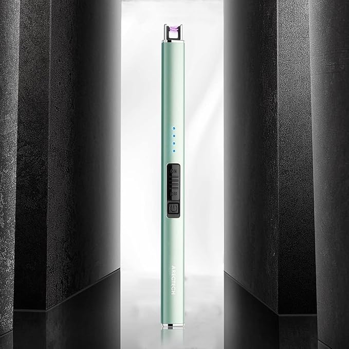 ARECTECH Electric Candle Lighter with Type-C Cable Birthday Gift for Man Women Wife Rechargeable Plasma Arc Lighters for Candle Camping Kitchen Stove Green