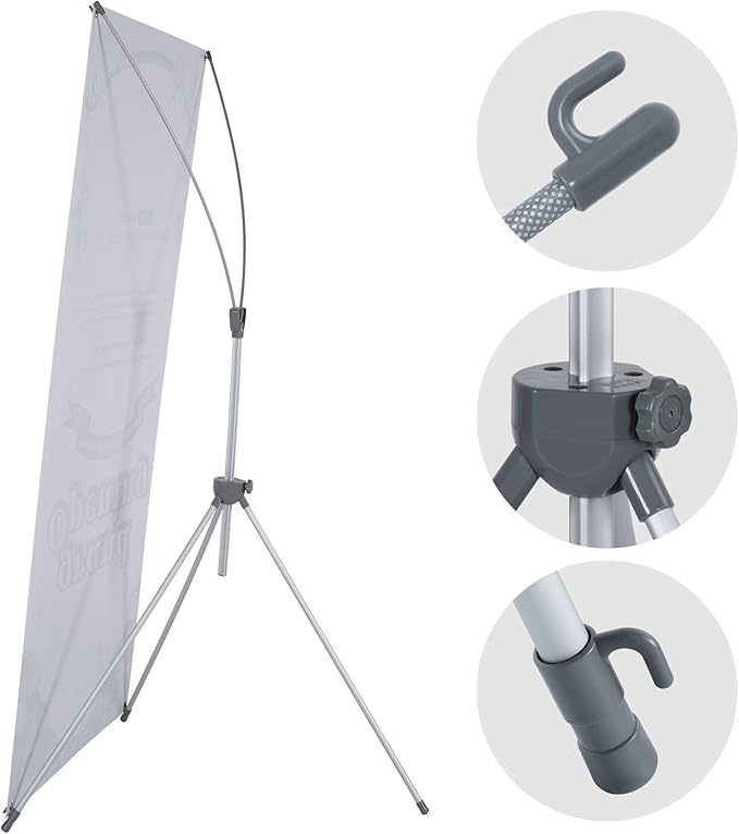 T-SIGN X Banner Stand, Banners & Signs for Business - 23inch x 63inch to 32inch x 78inch Adjustable Banner Holder - Portable Retractable Banner with Bag - Banner for Trade Show & Display (Pack of 2)