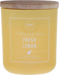 DW Home Fresh Lemon Wooden Wick Candle – Bright Citrus Lemon Scent with Tart Citrus Peel, 12 oz Crackling Wood Wick Jar Candle, Long Burning Home Fragrance Candle