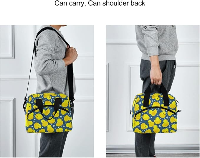CBBYY Rubber Ducks Lunch Bags for Women Men, Reusable Insulated Lunch Box, Adjustable Shoulder Straps Tote Lunch Bag for Work Picnic School