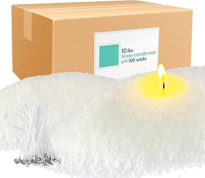 pliadvbu 10 lb Wax Sand DIY Pearl Candle Kit, 100 Wicks, Natural Pearl Wax, Reusable, Unscented Powder for Making, Weddings and Parties