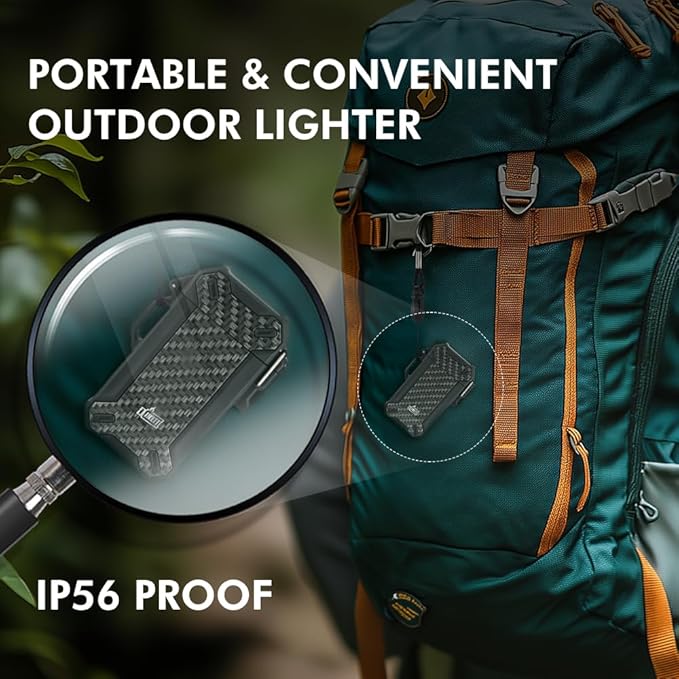 Dual Arc USB Rechargeable Electric Camp Lighter with Retractable Flexible Long Neck Waterproof Windproof Lighter for Outdoor, Grill and Candle (Carbon)