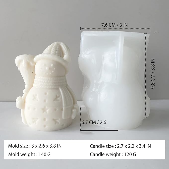 Snowman Candle Silicone Mold for DIY Candle Making, Christmas Decor, Soap Molding, Holiday Crafts, Resin Casting