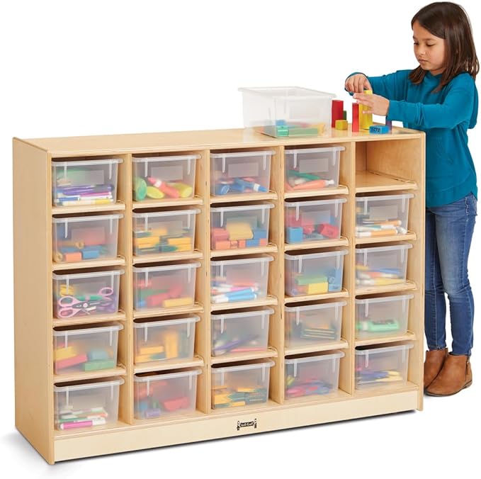 Jonti-Craft 0425JC 25 Cubbie-Tray Mobile Storage Without Bins 35.5 x 48 x 15 in