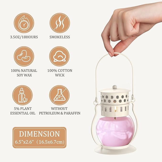 Scented Candles for Home, 3 Pack Retro Lantern Aromatherapy Candles for Lavender/Lemon/Cherry Blossom, Fall Candle Set, Soy Jar Candle Gifts for Women Men