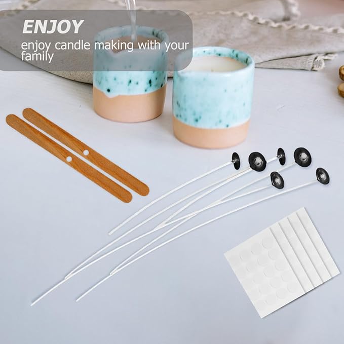 DOITOOL 1set Candle Making Kit of Candle Wick Holders Stickers Wicks for for Home Birthday Parties Creative Craft Tools