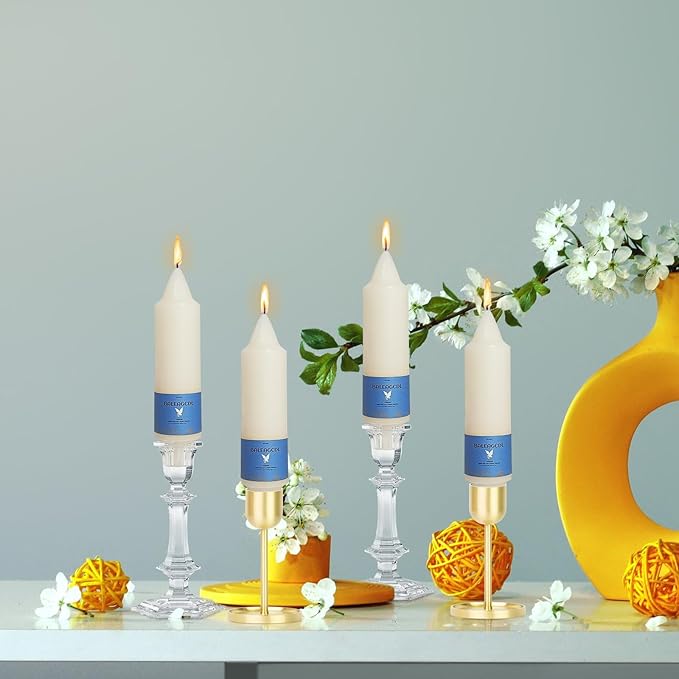 Handmade Unscented Milk White Taper Candles Long Burning 5 Inch Cute Candlesticks with Elegant Design Smokeless Candles for Home Décor Wedding