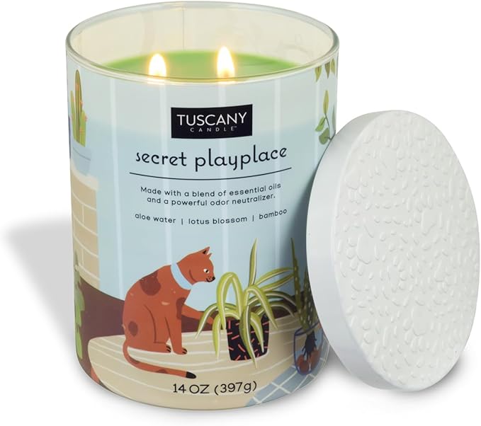 Tuscany Candle Secret Playplace: Lotus Blossom Scented Pet Odor Neutralizing Candle, 14 oz