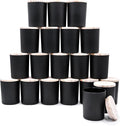 SHOWIN Thick Candle Jars for Making Candles 20 Pcs, 7 OZ Empty Jars with Wood Lids for Candle Making, Sample Container, Matte Black