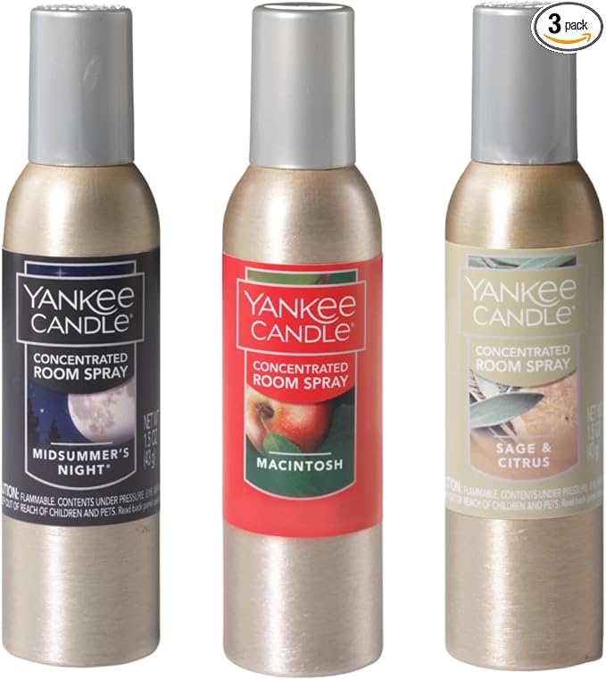 Yankee Candle Concentrated Air Freshener Room Spray Summer Evening Variety Pack, Odor Eliminator for Home, Bathroom, 1.5 Oz (Pack of 3)