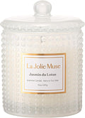 LA JOLIE MUSE Jasmine du Lotus Scented Candles - Ivy, Jasmine, Cedarwood | 10 oz Natural Soy Wax | 55 Hours Clean Burn | Floral Scented Candle | Gift-Ready for Hosts & Gatherings