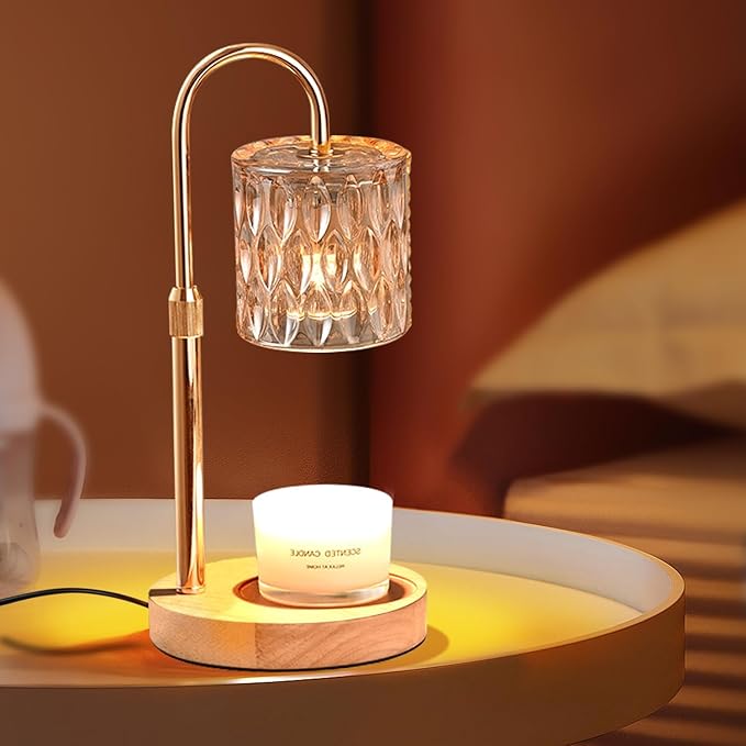 Candle Warmer Lamp with Timer Dimmable, Adjustable Height, House Warming Gifts New Home Decor, Mothers Day Birthday Gifts for Mom Women, Bedroom Decor with 2 Bulbs (Elegant Teardrop)