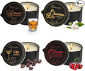 Soybean Wax Warm Massage Oil Candle Gift, Scented Aromatherapy Candle for Relaxing and Stress Relief 4 Pack 9.4OZ(2.35OZ*4 pcs)-Jasmine,Caramel Whisky,Coffee Vodka,Cream Cherry Scent