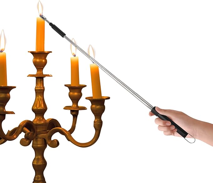 Navpeak Candle Arc Lighters Long Flexible Neck 70cm Rechargeable Telescopic Electric Flameless Lighter for Kitchen Fireplace Pilot Light BBQ Stove (Black)