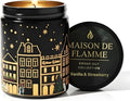 Vanilla & Strawberry Scented Candle – Dual Light Glow Jar Candle (Real Flame + Heat Activated LED), Soy Wax Blend Candle, 40-Hour Burn, Decorative Candle for Bedroom, Bathroom & Home Gift, 7oz