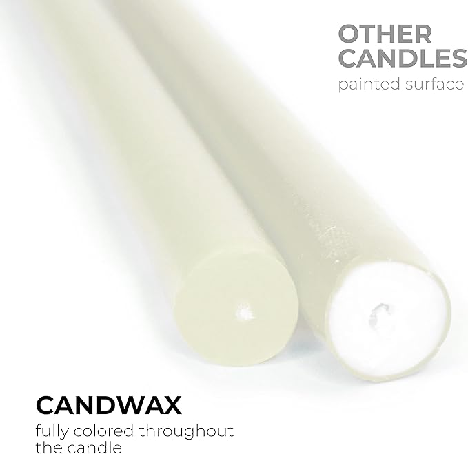 CANDWAX Candle Set of 12 Ivory Taper Candles 12 inch - No Drip and Ideal for Wedding Use - Long Burning and Unscented Candlesticks - Ivory Candles