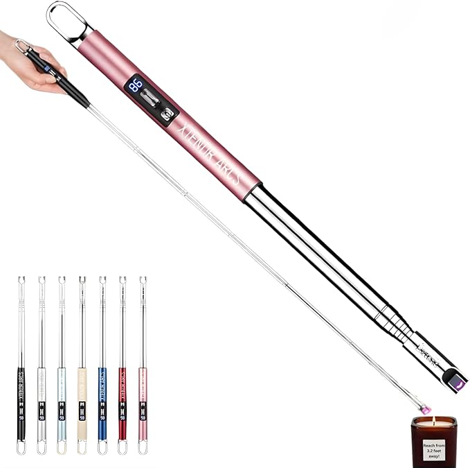 V3 Extendable 3.2 Feet LED Arc Extra Long Flameless Fireplace Stove Electric Candle Lighter for Pilot Light, Grilling, Firepit, Kitchen, BBQ (Pink)
