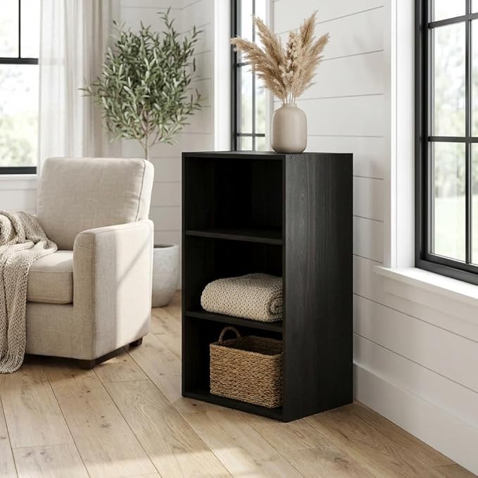 Furnifact Espresso Bookcase, Wood Construction, Modern Design, Durable Storage, Versatile, for Living Room or Office Organization