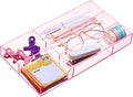 Briwooody Translucent Pink Acrylic Desk Drawer Organizer 11 x 6.1 x 1.38 Inch Storage Tray Organizer for Pens, Stationery, Desktop, Office, Bathroom, Kitchen, Makeup Supplies (6 Compartments)