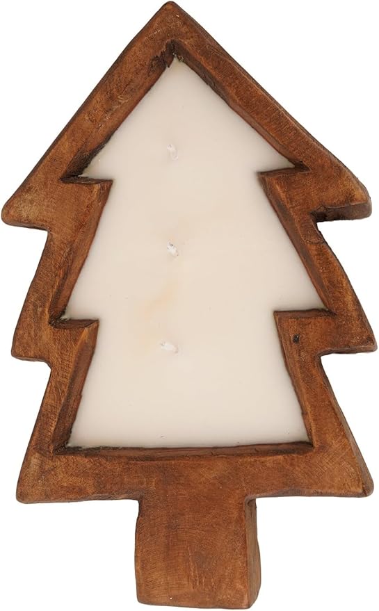 Red Barn Candle Company Christmas Tree Wood Bowl Candles | 100% Natural Soy Wax & Essential Oil Infused | Odor Eliminating + Pet Safe | Scented Candle Gifts for Men & Women (3-Wick)