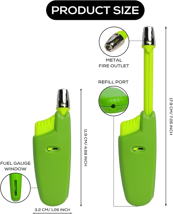 Navpeak Candle Lighter Long Neck Adjustable Lighters Butane Gas Refillable Plastic Lighter Kitchen Igniter (5 Pack) (Butane Included)