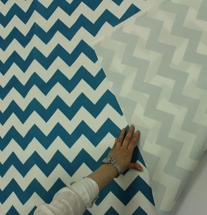 Mybecca Canvas Oxford Fabric Marine Waterproof Outdoor Awning 600 Denier Chevron Pattern Aqua Blue/White (Cut Separate by Yard for Prime Orders-1 Yard) (60"x36")