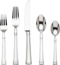 Lenox Silverware Set, Esquire 65-Piece Flatware Set, Service For 12, 18/10 Stainless Steel, Dishwasher Safe, Knives Spoons And Forks Sets, Home And Kitchen Serving Utensils (Silver, 65 Piece)