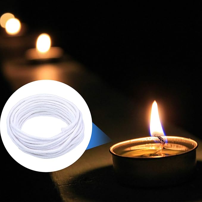 Nuanchu 29.5 Feet 0.1 inch/ 2.6 mm Oil Lamp Wicks, Round Cotton Replacement Candle Wicks, for Kerosene Alcohol Lamp Lantern Candle Burner Stove Lighting and Decoration
