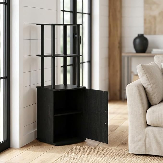Furnifact Blackwood TV Stand, 2-Tier Tall Display Rack, Storage Cabinet, Modern Design, Durable Material, Living Room Entertainment
