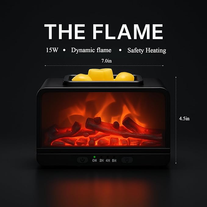 MeplLivs Dynamics Flame Fireplace Electric Wax Melt Warmer PTC Heating Plate Monochromatic Wax Burner Fragrance Wax Warmer for Home Office Gifts & Decor(Black)