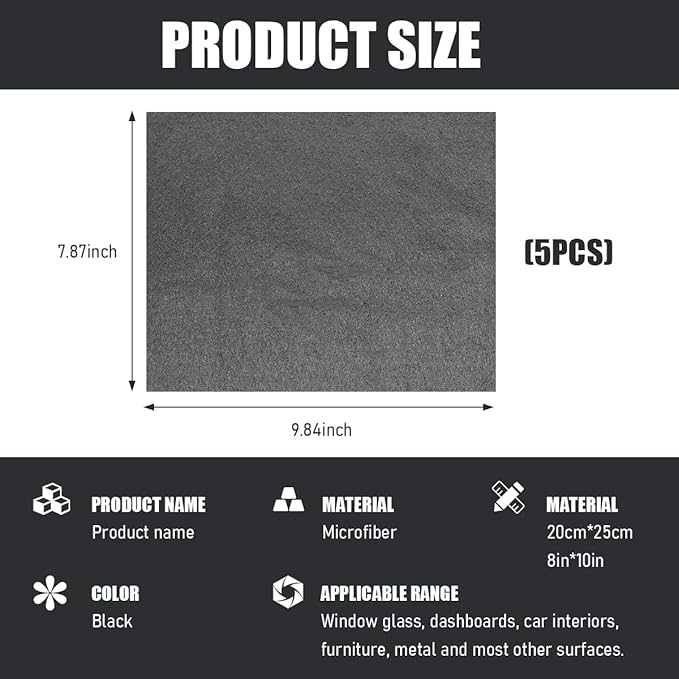5PCS Thickened Magic Cleaning Cloth, 10"×8" Microfiber Cleaning Cloth Streak Free Polishing Towel, Reusable Lint Free Cleaning Rags for Car Mirror Glass Window TV Screen