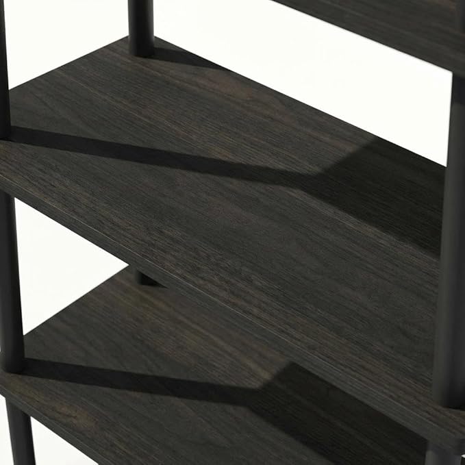 Furnifact Espresso Black Bookcase with Sturdy Wood Construction, Sleek Modern Design, Versatile Storage, Ideal for Home or Office Organization