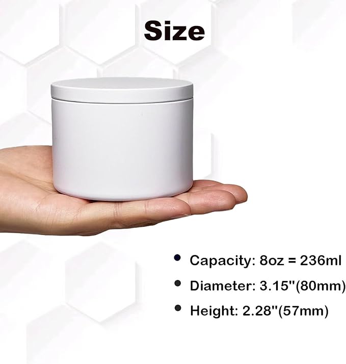 12 PCS Candle Tins 8 OZ Premium Matte Full Golden Candle Jars with Lids Bulk Empty Candle Container（White)
