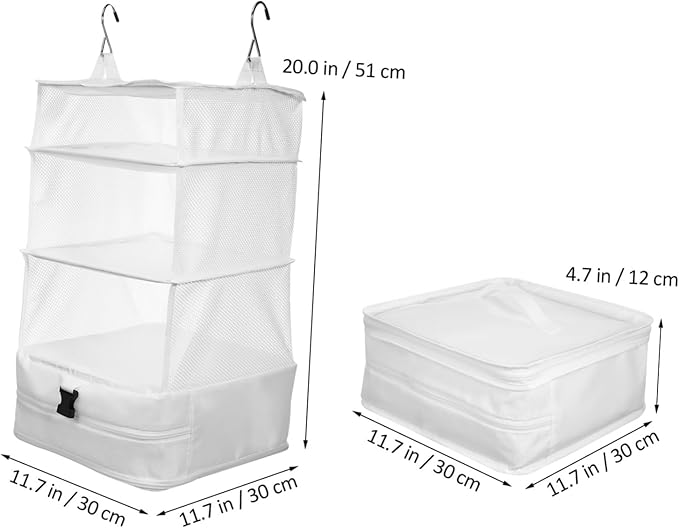 PartyKindom Hanging Packing Cube Organizer Portable Cloth Shelf Organizer for Travel Daily Use Compact Storage Bag with Hooks Buckles Ample Space for Clothes Accessories