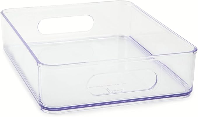 Core Kitchen Fridge Bin Refridgerator and Freezer Organizer with Handles - 10" L x 8" W x 2.5" H - Clear