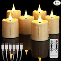 yunsheng Rechargeable Flameless Votive Candles with Remote Timer, D2 x H3 inches in/Outdoor Waterproof Flameless Flickering Electric Candles, 3D Wick Battery Operated LED Tea Lights, Set of 6, Ivory