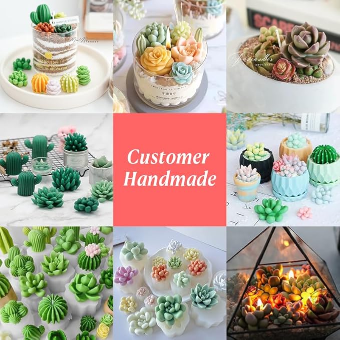 MGLIFEUL 10Pcs Succulent Cactus Plant Flower Silicone Resin Candle Soap Mold for Scented Candles Resin Soap Making Molds 3D Silicone Shapes Moldes De