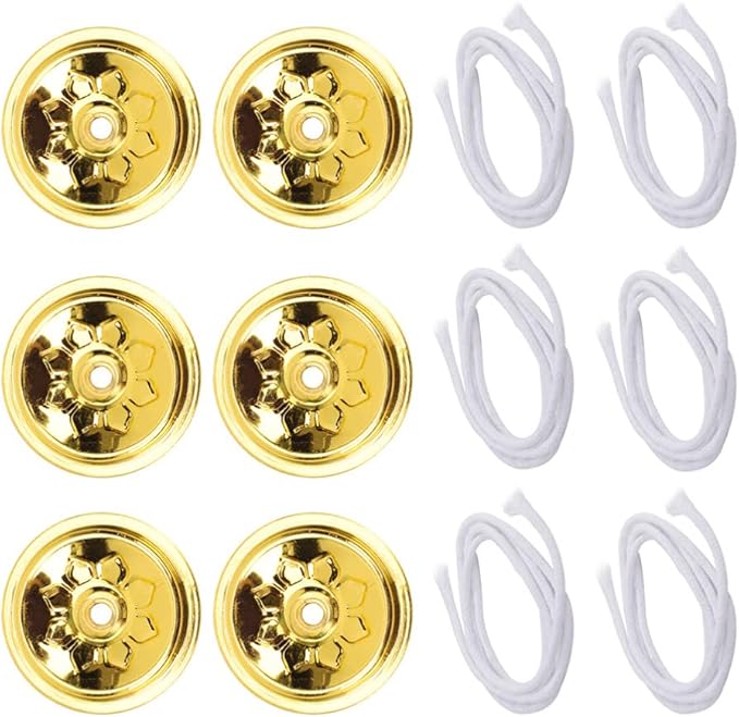 Brass Tube Wick Holder & Wick for Oil Cups, Glass Candles