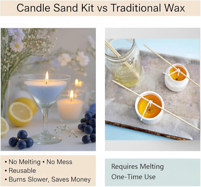 Monivi Scented Candle Sand with Wicks 3.53oz Blue Sand Candles Pearled Candle Sandwax Beads Mothers Day Gift 16 Burn Hours Refillable Candle Wax for Candle Making (Scented Mid Summer Night)