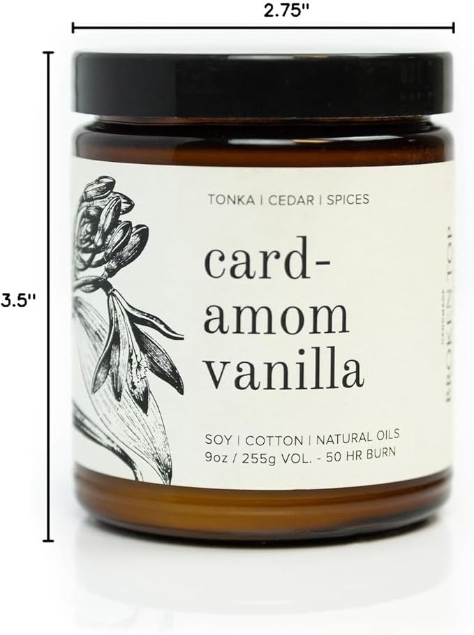 Broken Top - Cardamom Vanilla | 9 oz. Tonka, Cedar & Spices. Pure Soy Wax Candle. 50-Hour Burn Time. Natural Cotton Wick, Vegan, No Parabens, No Phthalates