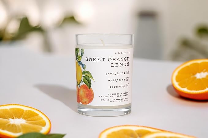 Leoben Co. | B.B. Wellness Scented Candle | Hand-Poured Vegan Soy Wax | Made in Small Batches | 40 Hours Burn Time | 9 oz | Infused with Natural Essential Oils | (Sweet Orange Lemon)