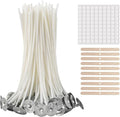 buluker 100Pcs Functional Smokeless Candle Wicks - Pre Waxed Cotton Wick with Metal Sustainer Tabs for Pillar Candle Making and DIY, (100, Thick 6inch)
