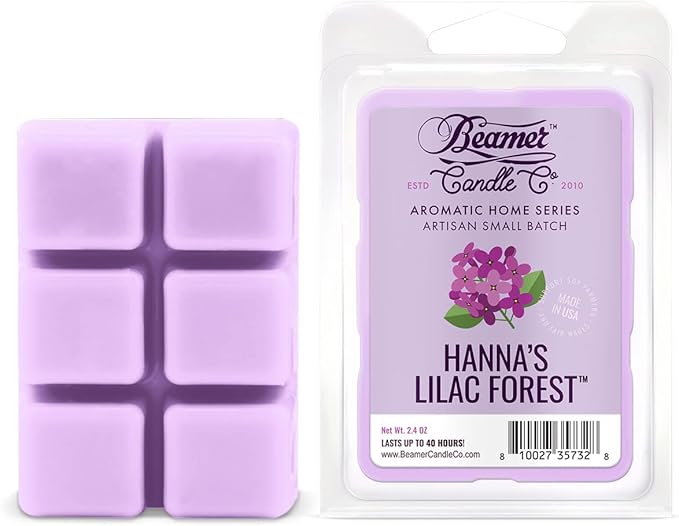Beamer Candle Co. - Hanna’s Lilac Wax Melt – Fresh Lilac Blossom Scent –3 Packs of 6 Cubes – Odor Eliminating – High Fragrance – 40 Hour Burn Time