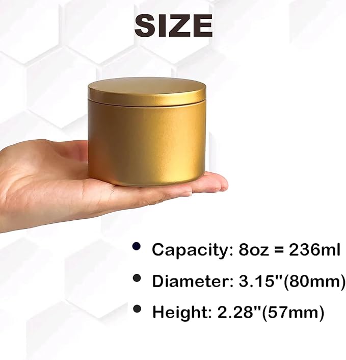 Candle Tins 24 Pcs 8 oz Premium Golden Candle Jars