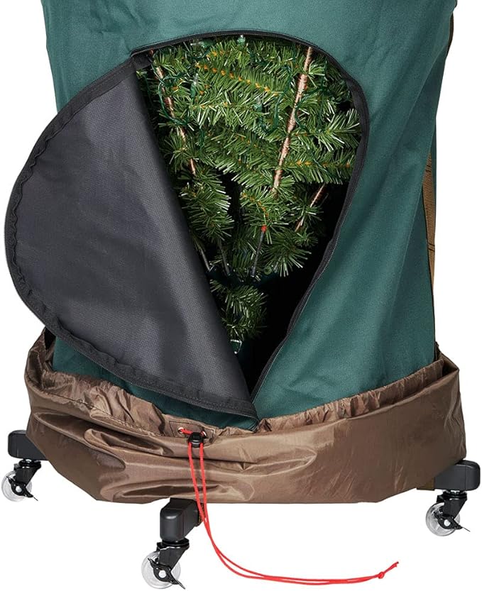 [Upright Tree Storage Bag] - 9 Foot Christmas Tree Storage Bag | Hold Artificial Trees up to 9 Feet Tall - Keep Your Fake Tree Assembled | Includes Rolling Tree Stand (9' - Large/With Tree Stand)