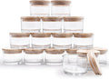 SHOWIN Thick Candle Jars for Making Candles 16 Pcs, 4 OZ Empty Jars with Wood Lids for Candle Making, Sample Container - Dishwasher Safe,Clear
