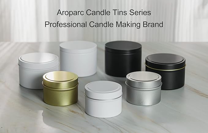 Aroparc Candle Tins 8oz, 24 Piece Bulk Containers for Candle Making Supplies Candle Jars with Lids - White