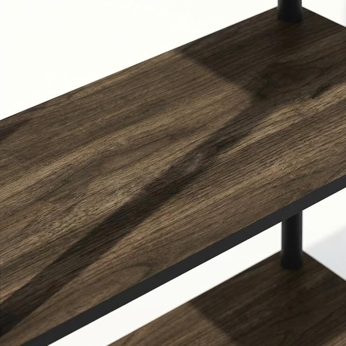 Furnifact Columbia Walnut Black Bookcase with Durable Wood Construction, Single Piece Design for Stylish Storage and Organization